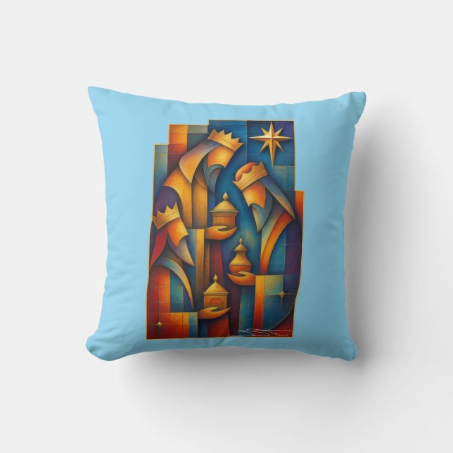 Geometric Magi - Three Wise Men Christmas Star Art Kussen (Voorkant)