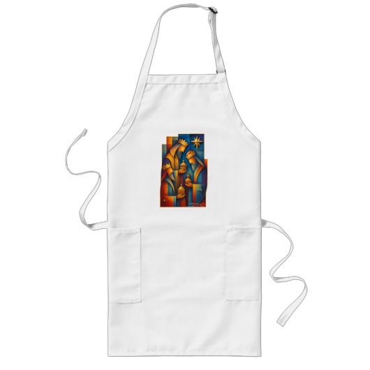 Geometric Magi - Three Wise Men Christmas Star Art Lang Schort (Voorkant)