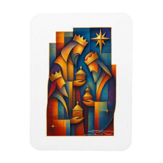 Geometric Magi - Three Wise Men Christmas Star Art Magneet (Verticaal)