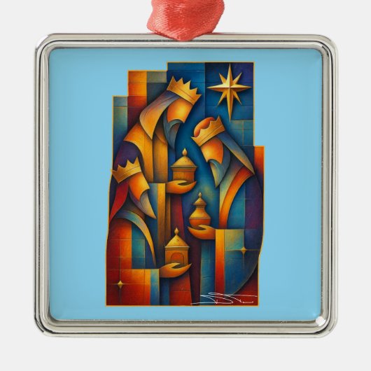 Geometric Magi - Three Wise Men Christmas Star Art Metalen Ornament (Voorkant)