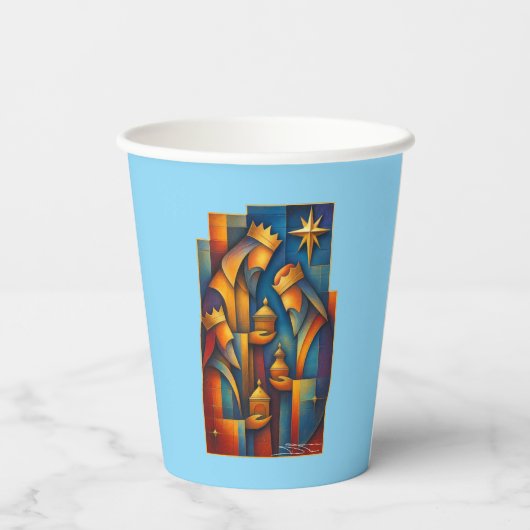 Geometric Magi - Three Wise Men Christmas Star Art Papieren Bekers (Achterkant)