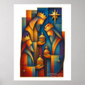 Geometric Magi - Three Wise Men Christmas Star Art Poster (Voorkant)