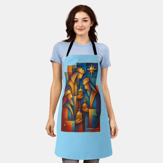 Geometric Magi - Three Wise Men Christmas Star Art Schort (Gedragen)