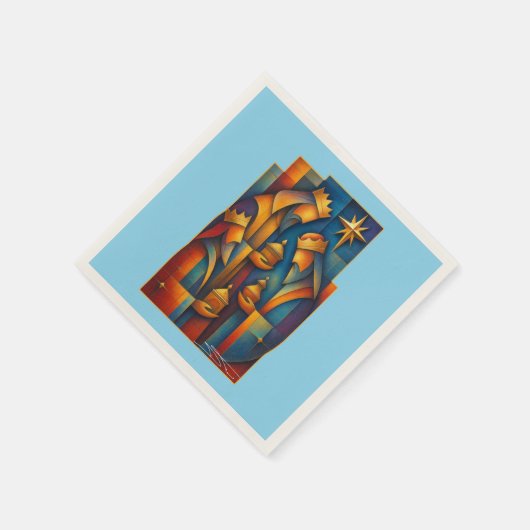 Geometric Magi - Three Wise Men Christmas Star Art Servet (Hoek)