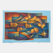 Geometric Magi - Three Wise Men Christmas Star Art Theedoek (Horizontaal)