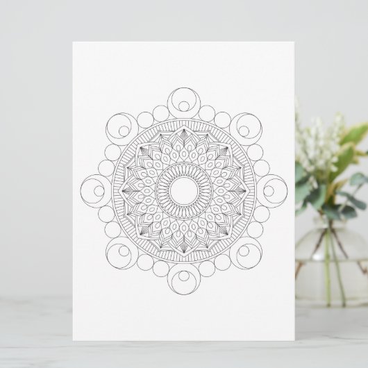 Geometric Mandala Black Lines v2 Coloring Sjabloon (Staand voorkant)