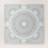 Geometric Mandala Black Lines v2 Coloring Sjabloon Legpuzzel (Horizontaal)