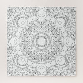 Geometric Mandala Black Lines v2 Coloring Sjabloon Legpuzzel