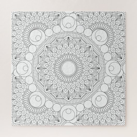 Geometric Mandala Black Lines v2 Coloring Sjabloon Legpuzzel (Verticaal)