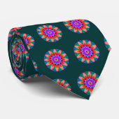 Geometric Mandala - op Dark Green Stropdas (Opgerold)