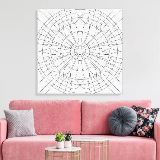Geometric Mandala Pattern Canvas Afdruk (Insitu (Woonkamer))
