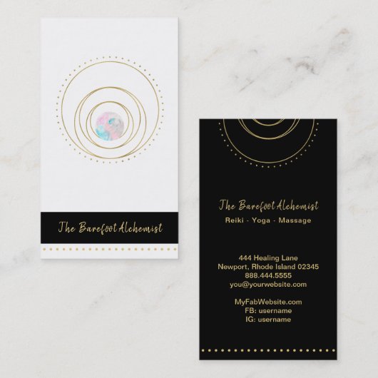 *~* Geometric Mandala Sacred Geometry Boho Gold Visitekaartje (Voorkant / Achterkant)