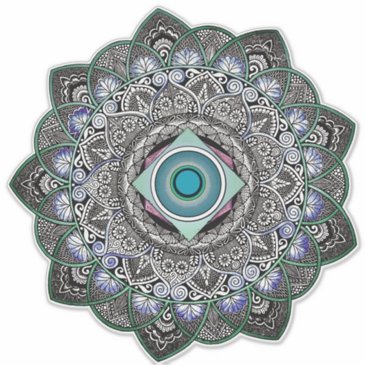 Geometric Mandala transparante Sticker (Voorkant)