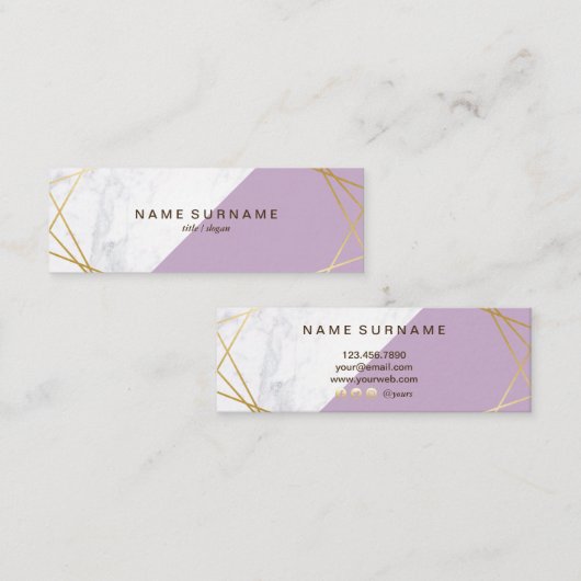 Geometric Marble Lavender Gold Mini Visitekaartje (Voorkant / Achterkant)