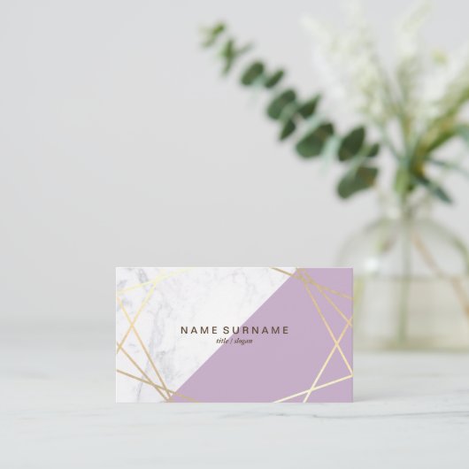 Geometric Marble Lavender Gold Visitekaartje (Staand voorkant)