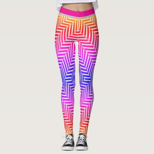 Geometric Maze Optical Illusion Pattern Leggings (Voorkant)