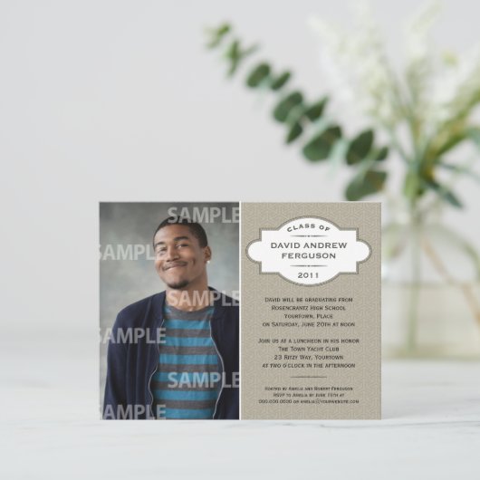 Geometric Medallion Afstuderen Invitation Kaart (Staand voorkant)