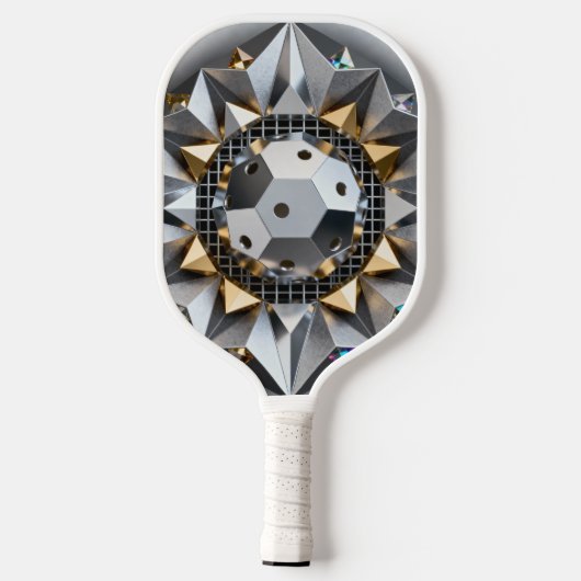 Geometric Metallic Pickleball Core Design Pickleball Paddle (Achterkant)