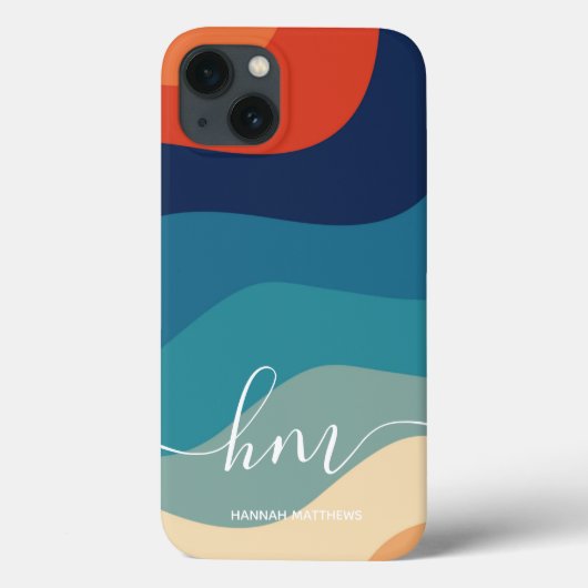 Geometric Mid Century Retro Golven Regenboog Trend Case-Mate iPhone Case (Achterkant)