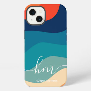 Geometric Mid Century Retro Golven Regenboog Trend iPhone 13 Hoesje