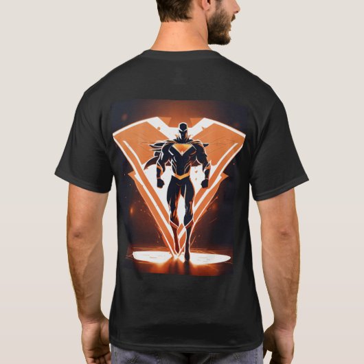 Geometric Might: Superhero Emblem Fusion T-shirt (Achterkant)