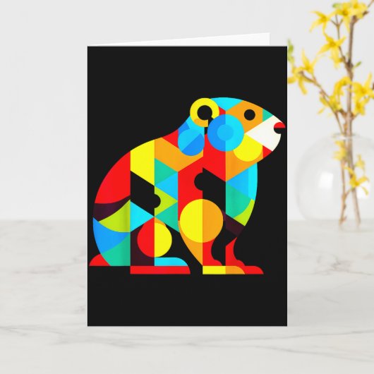 Geometric Minimalism Modern Illustration Groundhog Kaart (Gele Bloem)