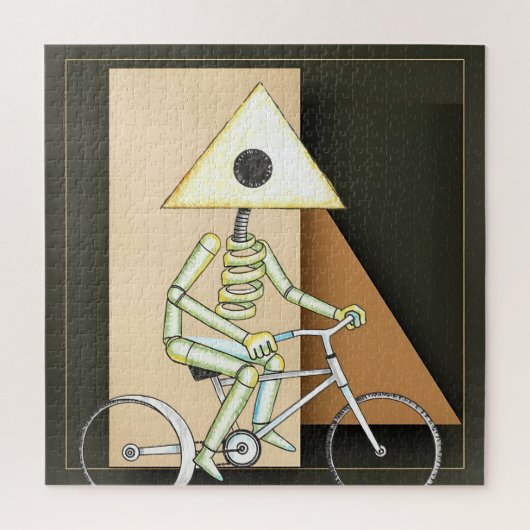 Geometric Minimalist Guy on Bike Legpuzzel (Verticaal)