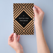 Geometric Mod Bold Black en Roos Gold Pattern Flyer (Hand)