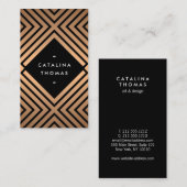 Geometric Mod Bold Black en Roos Gold Pattern Visitekaartje (Voorkant / Achterkant)