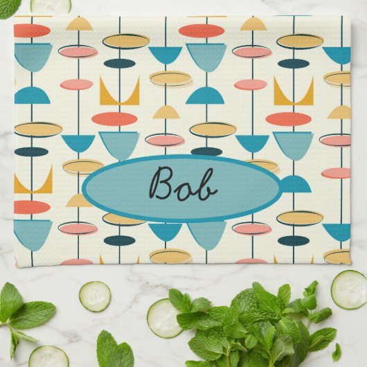 Geometric, Mod, Retro, Mid Century Modern Kitchen Theedoek (Gevouwen)