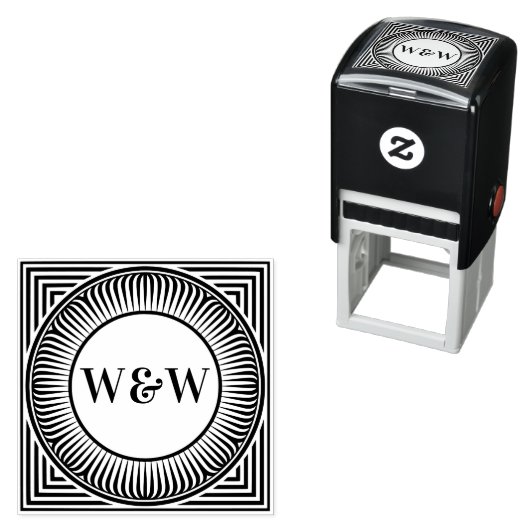 Geometric Monogram Self-Inking Stamp Zelfinktende Stempel (In situ)
