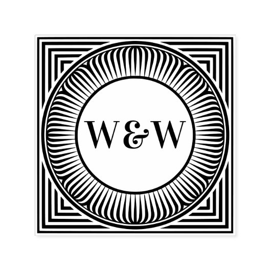 Geometric Monogram Self-Inking Stamp Zelfinktende Stempel (Design)