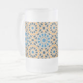 Geometric Moroccan Tile & Orange Pattern Matglas Bierpul (Voorkant links)