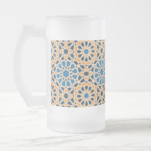 Geometric Moroccan Tile & Orange Pattern Matglas Bierpul (Links)