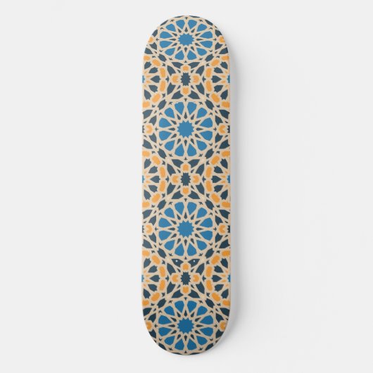 Geometric Moroccan Tile & Orange Pattern Persoonlijk Skateboard (Voorkant)