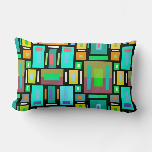 Geometric Mosaic Shapes Box Square Design Pillow Kussen (Voorkant)