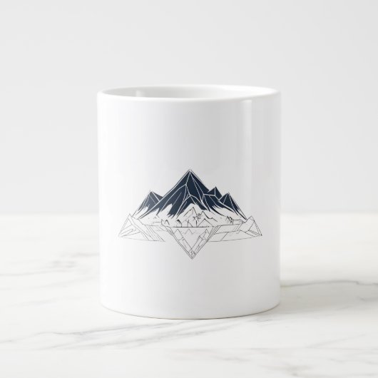 Geometric Mountain Outline Personalized Family Nam Grote Koffiekop (Voorkant)