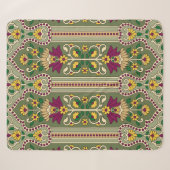 Geometric Mughal Paisley pattern on green backgrou Sherpa Deken (Voorkant (horizontaal))
