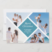 Geometric Multi Photo Merry Kerstry Feestdagenkaart (Voorkant)