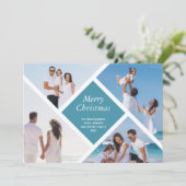 Geometric Multi Photo Merry Kerstry Feestdagenkaart (Staand voorkant)