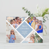 Geometric Multi Photo Merry Kerstry Feestdagenkaart (Staand voorkant)