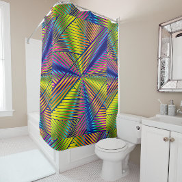 Geometric Multicolored Gradient Lines Modern  Douchegordijn