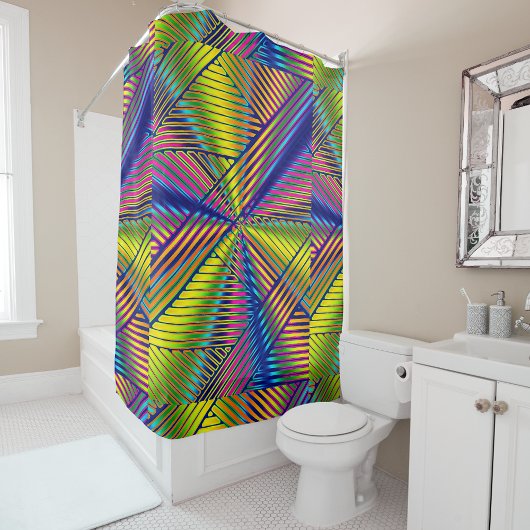 Geometric Multicolored Gradient Lines Modern  Douchegordijn