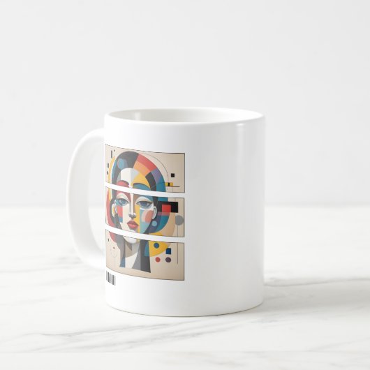 Geometric Muse – Abstract Face Mug Koffiemok (Voorkant links)