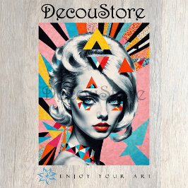 Geometric Muse – Modern Pop Art Woman Decoupage Tissuepapier