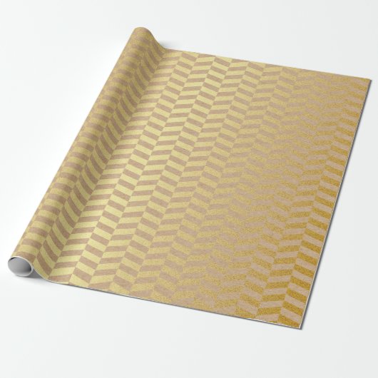 Geometric Natural Cart Pink Golden Zig Zag Cadeaupapier (Uitgerold)