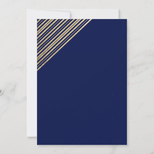 Geometric navy blue gold typography Save the Date Kaart (Achterkant)