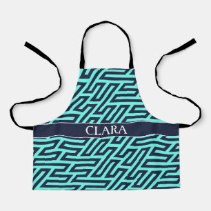 Geometric Navy Zwart Minimaal Patroon Schort