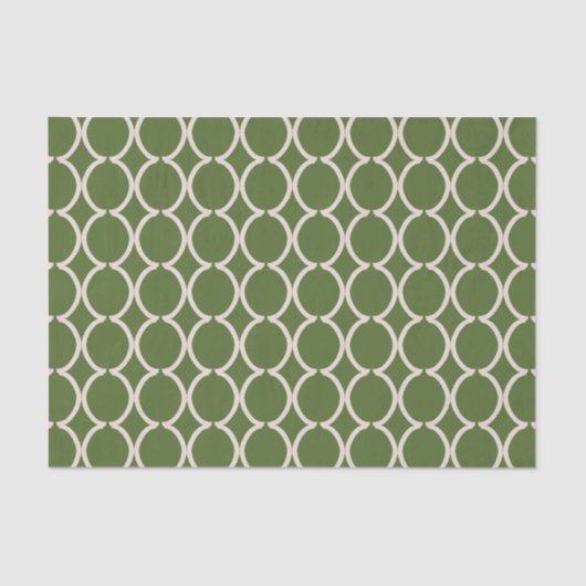 Geometric Ogee Lattice Olive Green Tissuepapier (Voorkant)