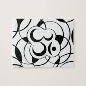 Geometric Om Symbol Black en White Legpuzzel (Horizontaal)